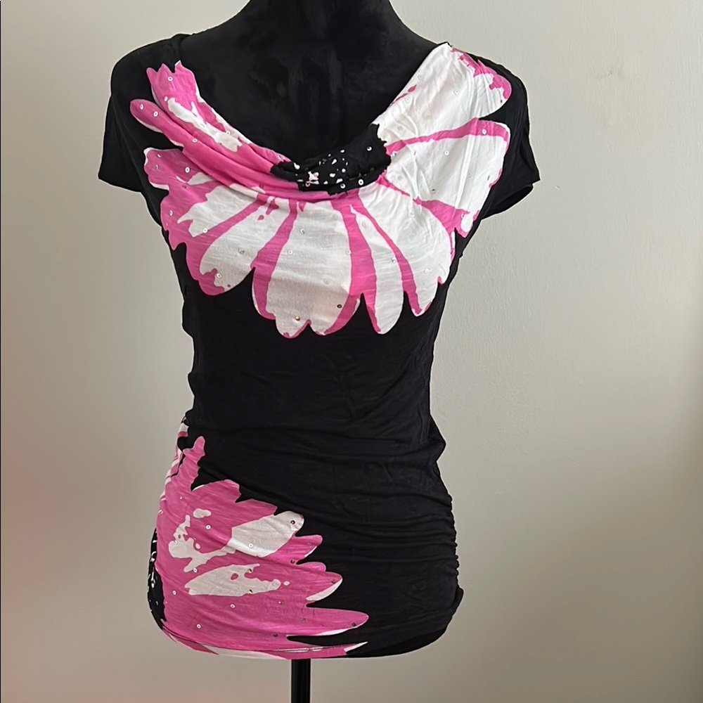 Pink and Black Women's Top